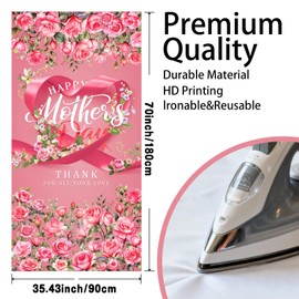 OTTPOOM Large Happy Mothers Day Decorations Mother’s Day Yard Door Cover Pink and Red Flowers est Mom Lawn Decor Party Supplies for Indoor Outdoor Garden Fence Balcony Welcome Home Decor