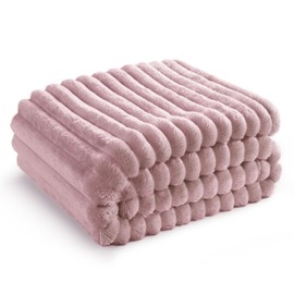 Bedsure Pink Fleece Blanket for Couch - Super Soft Cozy Blankets for Women, Cute Small Throws for Girls, 60x80 Inches