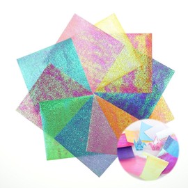 1Pack(50pcs) Easy Origami Iridescent Paper for Beginners,DIY Cool Simple Origami Crane for Paper Art (10 X 10)
