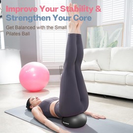 kisnbld Small Exercise Ball, 9 Inch Mini Pilates Ball, Anti Burst and Slip Resistant Mini Yoga Ball for Stability, Fitness, Physical Therapy & Stretching Workout at Home Gym & Office(4 Mistyrose)