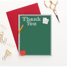 Modern Pink Paper Teacher Graduation Thank You Note Card for Graduate, College Graduation Thank You Notes for Educator Thank You Card, Your Choice of Quantity and Envelope Color