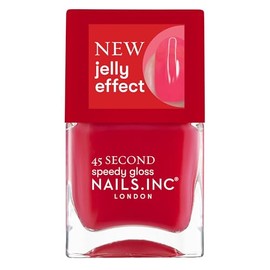 Nails Inc Ready To Jelly, rojo transparente, secado rápido, larga duración, alto brillo, resistente a las astillas, efecto translúcido, manicura de se