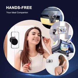 Juformin New Version Vacuum Magnetic Car Phone Holder, Dual-Sided Attachment, Adjustable Dual-Axis Design, Enhanced Mechanical Suction, Ideal for Car, Home, and Travel (Black)