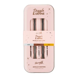 Barry M Dazzle & Define Metallic Crayons, Shade Metallic Neutrals | x3 Eyeshadow Pens in Silver, Gold, Brown