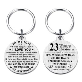 ABBNT 23rd Anniversary Keychain Gifts - Steel Engraved 23 Year Anniversary Decorations - 23 Yr Anniversary for Men Husband Women Wife