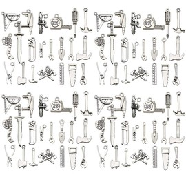 WOCRAFT 120pcs Antique Silver Tool Charms for Jewelry Making Alloy Tool Fathers Day Charms for DIY Crafts (SN014)