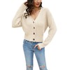 Women's Button Down Cropped Cardigans Long Sleeve Rib Knit Fall