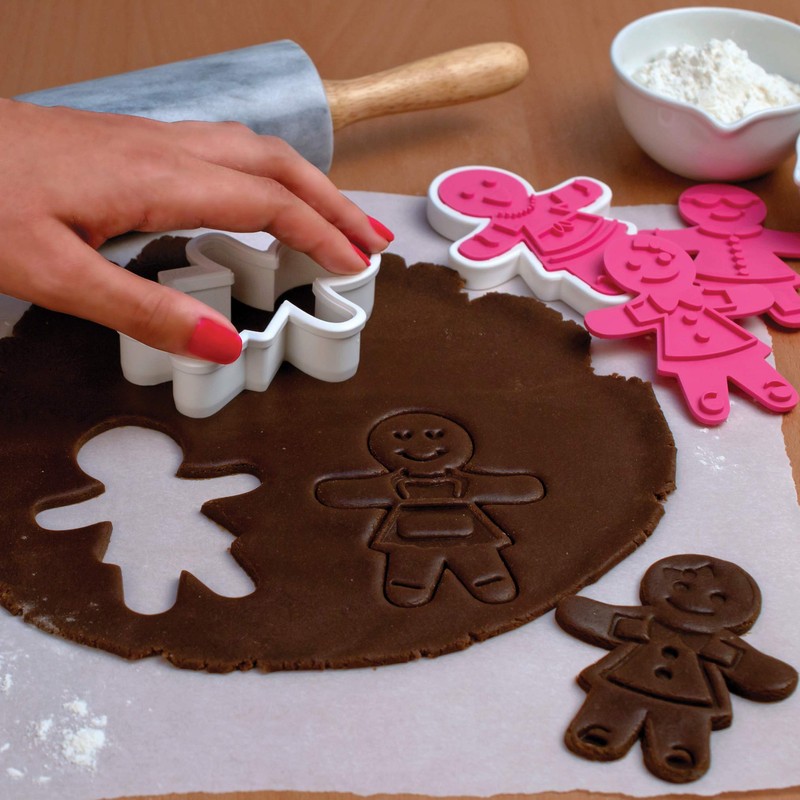 Tovolo Gingerbread Girls Templates Reverse, Dishwasher Safe, Set of 6