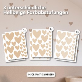 lilimaus Wall Stickers for Children's Room [132 Pieces] - Wall Sticker Hearts - Wall Sticker for Children's Room Girls & Boys - Wall Decoration Children & Baby - Baby Room Decoration - Sticker Wall -