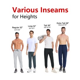 Tallemon Mens Joggers 36 Inseam Tall Extra Long Sweatpants with 3 Zipper Pockets Lightweight Athletic Tapered Pants, Dark Grey, Large