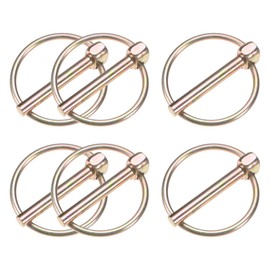 M METERXITY 6-Pack 11/64" Linch Pin with Ring, 1-1/4" Carbon Steel Lynch Pin Trailer Pins for Boat/Truck/Tractor/Trolley/Lawn Mower, Lock Clips Fastener Pin [4.5x32mm, Colored Zinc]