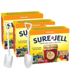 Sure-Jell Original Fruit Pectin for Canning – Pack of 3 (1.75 oz Boxes) – Classic Pectin for Homemade Jams, Jellies & Preserves – Includes Candy Freezer Mini Metal Shovel Spoons (Original) - Metal Spoons