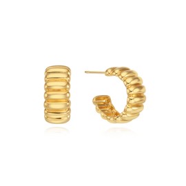 [MUST-HAVE FALL ITEMS] Vermeil volume pattern half ring earrings OTE123906RYY stone color / [MUST-HAVE FALL ITEMS] 버메일 볼륨 패턴 하프 링 귀걸이 OTE123906RYY 스톤컬러