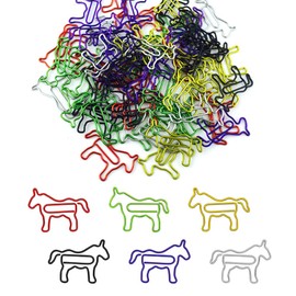 Wayilea 60 PCS Adorable Horse Animal Shaped Paper Memo Clips Bookmark Assorted 6 Colors for Students, Kids, Teachers