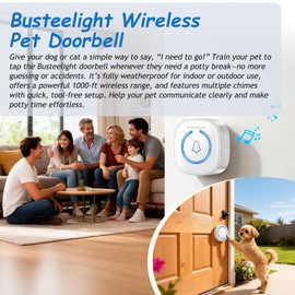 Soft Ring Dog Potty Bell for Training – Wht Wireless Dog Door Bell with 1000ft Range, LED Alert, 60 Tones, Waterproof Dog Bells to Go Outside – Bell for Dogs to Ring to Go Potty(1 Bell & 1 Receiver)