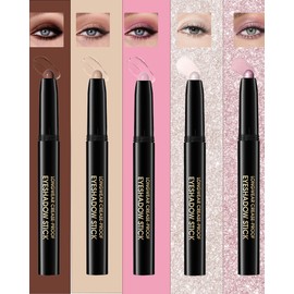 Eyeshadow Stick Waterproof, Cream to Powder Long Lasting Eye Shadow Stick Buildable& Blendable,Shimmer Matte Crayon Eyeshadows Pencil Eyes Highlighter Eyeliner Sticks Makeup,Vegan & Cruelty-Free-03