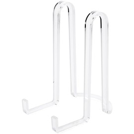 Plymor Clear Acrylic Ribbon-Style Display Easel, 7.5" H x 4" W x 6" D (2 Pack)
