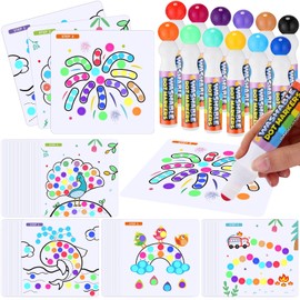 Crtiin 105 Pack Dot Markers Set for Toddlers 60 Bingo Daubers in 12 Colors with 45 Pattern Activity Papers 0.5 oz Washable Coloring Markers for Kids Art and Crafts Drawing Painting Supplies