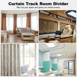 Flexible Bendable Ceiling Curtain Track, Ceiling Mount for Curtain Rail,Room Divider,Adjustable Curtain Rail System for Curved Windows, Bay Windows 118.1 inch(3 meters)