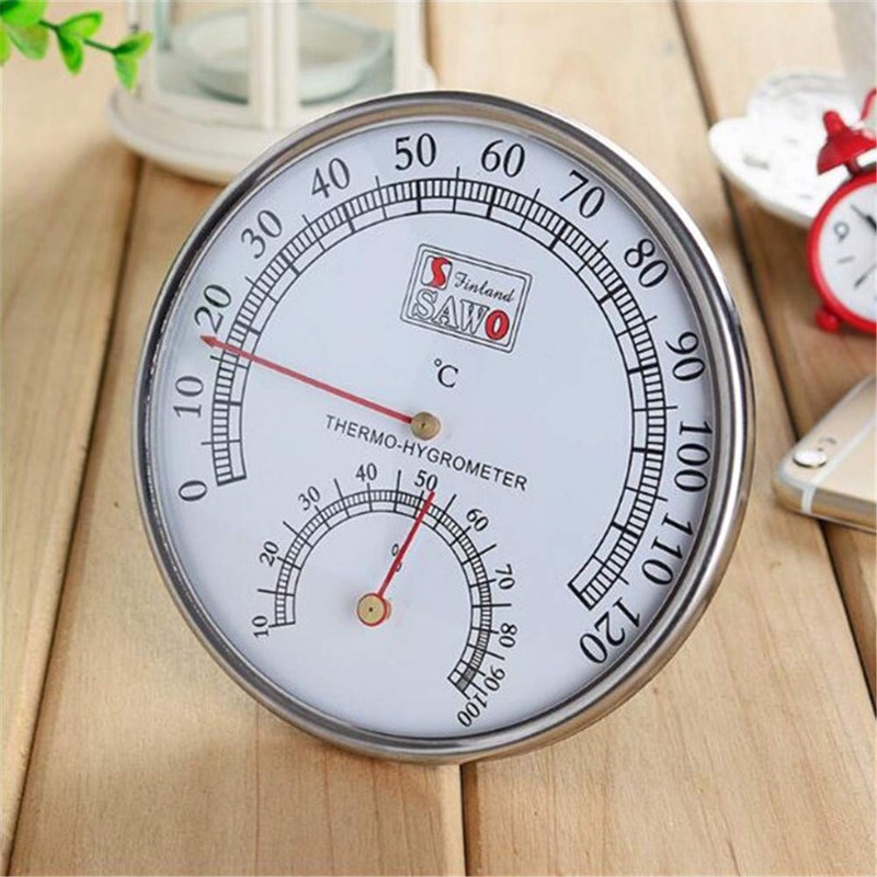 ZKG Stainless Steel Gold Edge Indoor Thermometer Hygrometer Hygro-Thermometer Sauna