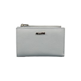 grande 2804 Genuine Leather Medium Bifold Wallet For Women Minimalist Wallet Ladies Zippered Mini Purse Small Card Holder (Gray)