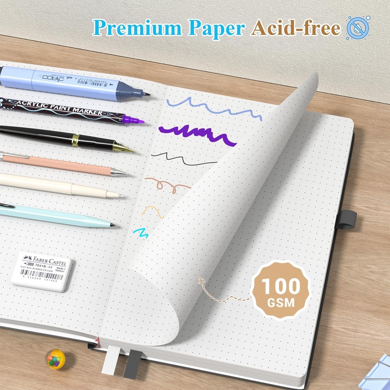 Smarpau Notebook A5, Dotted Journal, 360 Pages Bullet Dotted Journal