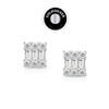 SOLIDSILVER -Sterling Silver Square cut Crystal Clear CZ Accent Stud