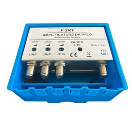 Vsnetwork TV Aerial Amplifier with LTE/5G Filter, Maximum Gain 30dB Adjustable TV Aerial Amplifier 2 Inputs Uhf+1VHF Separate Bands