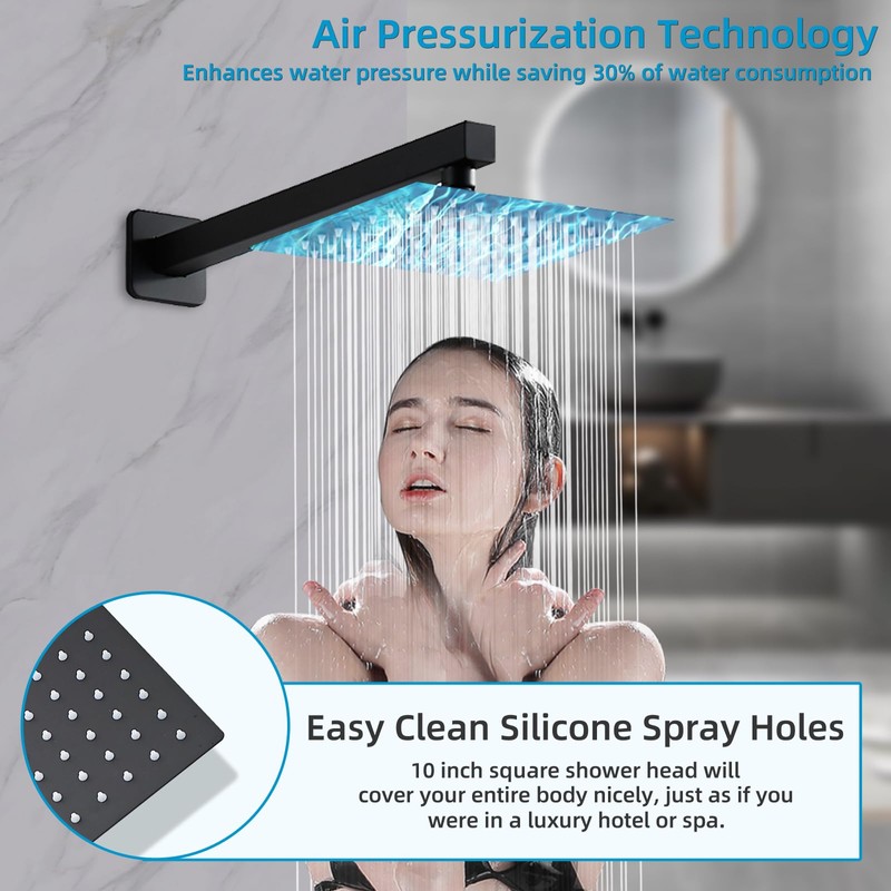 RTTWYYUU Matte Black Shower Faucet Set with Tub Spout 10