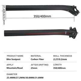 RXL SL Seatpost 27.2 Bicycle Seatpost Seatpost Offset Carbon Seatpost 350mm UD Brushed Seatpost