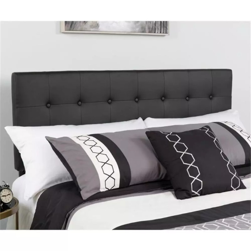 Flash Furniture Lennox Upholstered Queen Panel Headboard in Black