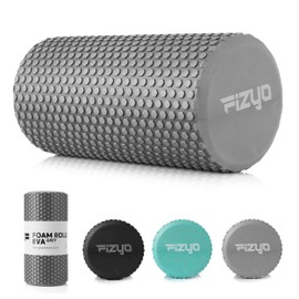 Fizyo Massage Roller 30 x 15 cm - Foam EVA Roller for Yoga, Pilates, Fitness, Rehabilitation, Muscle Recovery, Relieves Back Pain, Legs, Fascia, Self-Massage Spine (Grey)