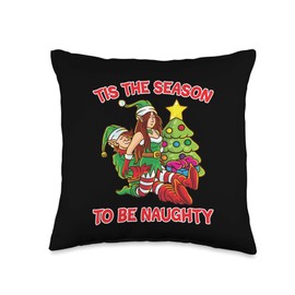 BCC Santa's Christmas Shirts & Jolly Gifts Tis The Season to Be Naughty Humping Elf Elves Love Couple Throw Pillow, 16x16, Multicolor