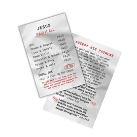 Jesus Paid It All Receipts 100pk Roman Road Zero Due 2.5x4” Cards Tracts Handout Youth Group Door Knocking Bookmarks Evangelist