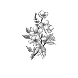 kobench Temporary Tattoos,A Blooming Plum Blossom - K124 Design,Waterproof,Easy-to-Apply,Long Lasting 1-2 Weeks, Plant-Based,Plum Blossom Tattoos