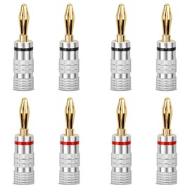 8 Pcs Gold Plated Banana Plugs Speaker, 4mm Banana Plug with Refined Copper Secure Screw Connection, Easy Install Connectors for High Fidelity Sound Systems, Fit for Amplifiers and Sound Systems