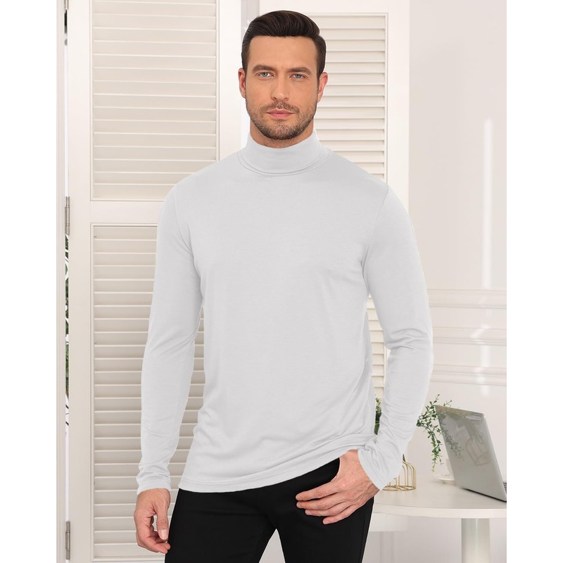 Maavoki Men's Long-Sleeved Shirts Turtleneck Regular Fit Turtleneck Pullover Basic