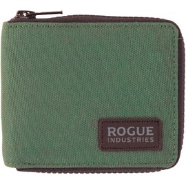 Men's Green Nylon Zip Wallet by Rogue - 10 Card Capacity, Full Cash Slot, Expandable Coin Pouch - Premium Leather & Durable Nylon - RFID Blocking Canvas Material