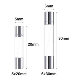 WOWOONE 75pcs Quick Blow Glass Tube Fuse Assorted Kit 250V 5x20/6x30mm, 6x30, 0.5A,1A,2A,3A,5A,6A,8A,10A,15A,20A, 250volt 5x20mm, 1A,5A,10A,15A, 20amp Mini Fast-Blow Glass Fuses