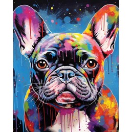 SVINOILER Painting by Numbers for Adults with Brushes and Acrylic DIY Canvas Painting Gift Wall Art Decoration, Colorful French Bulldog, 40x50cm, Without Frame