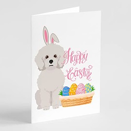 Caroline's Treasures WDK4940GCA7P Bichon Frise Easter Greeting Cards and Envelopes Pack of 8 Blank Cards with Envelopes Whimsical A7 Size 5x7 Blank Note Cards