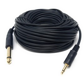 DRUT 15m 3.5mm MONO Jack to 6.35mm MONO Jack Plug Audio TS Coax Cable Lead, Male to Male Gold Flashed Ends 50ft