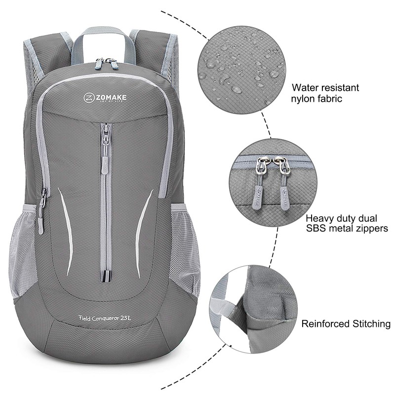 ZOMAKE Outdoor Backpack, Folding Backpack, Waterproof, 6.5 gal (25 L),