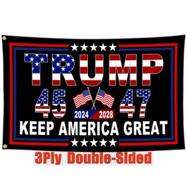 NASIAN 3 Ply Trump 2025 Flags 3x5 Ft Outdoor Double Sided Keep America Great 45th 47th President Trump 2028 Flags for Outside Yard Bedroom Garden House Decorations Banner