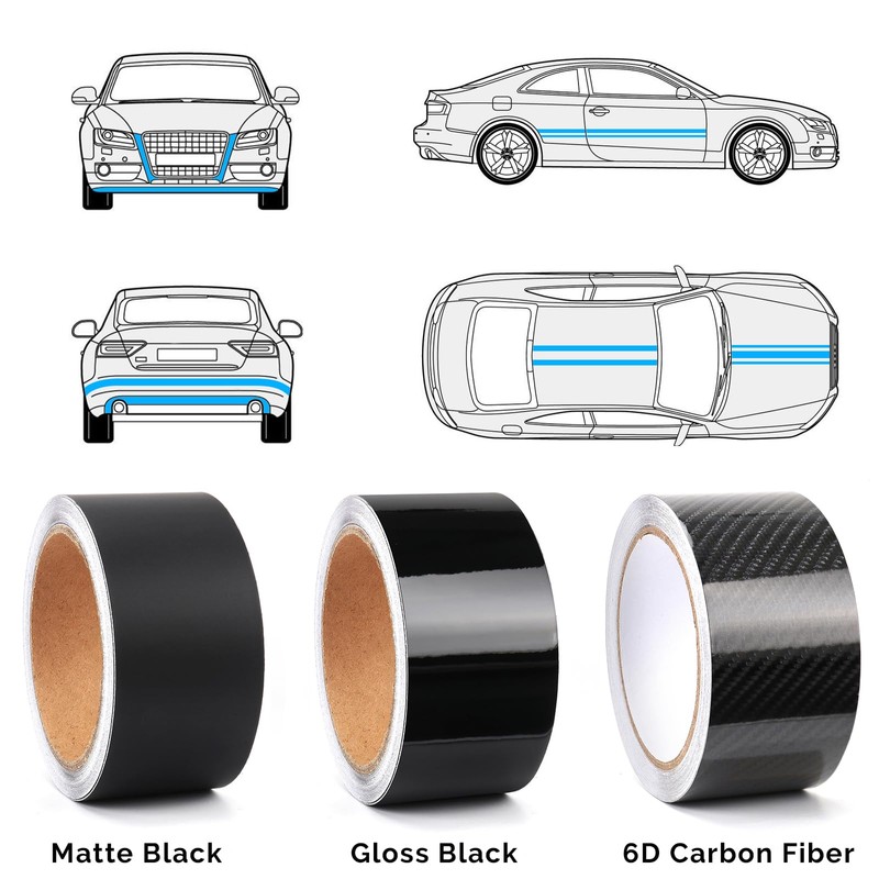 2IN X 30FT Gloss Black Vinyl Wrap for Chrome Delete