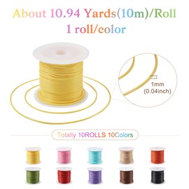 PandaHall 10 Rolls 1mm Waxed Polyester Cord Waxed Thread Beading String for DIY Bracelet Necklace Jewellery Making Macrame Crafts