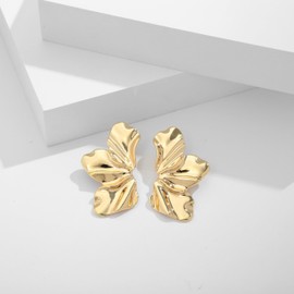 LILIE&WHITE Gold Flower Drop Earrings - Elegant Jewellery for Women, Fade Free Design - Gift for Fashion Conscious