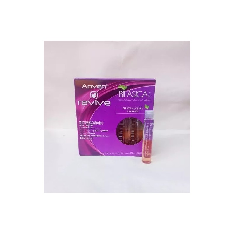Anven Ampolletas Bifasica Anven Revive Keratina, Jojoba & Girasol