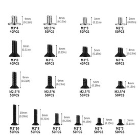 wugongshan 860 Pieces M2 M2.5 M3 Screws Set, Small Screws Assortment Kit, Micro Screws Repair Screws, Countersunk Cross Screws for Computer, HDD, M.2, SSD, Laptop, PC Screws Set