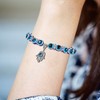 ZHIHUI Evil Eye Hamsa Blue Beaded Charm Stretch Bracelet Hand